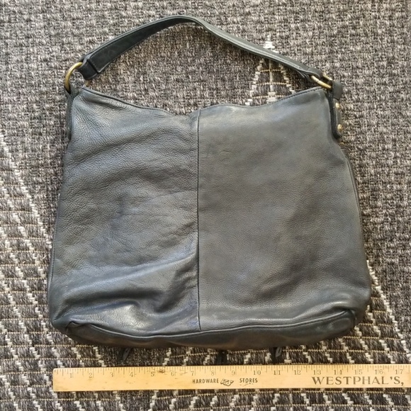 Large C.Z. Falconer Designer Black Leather Handbag purse - Picture 4 of 7